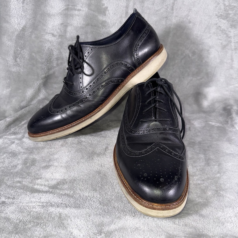 Cole Haan Grand Morris Black Leather Wingtip Dress Shoes Men Size 13 M